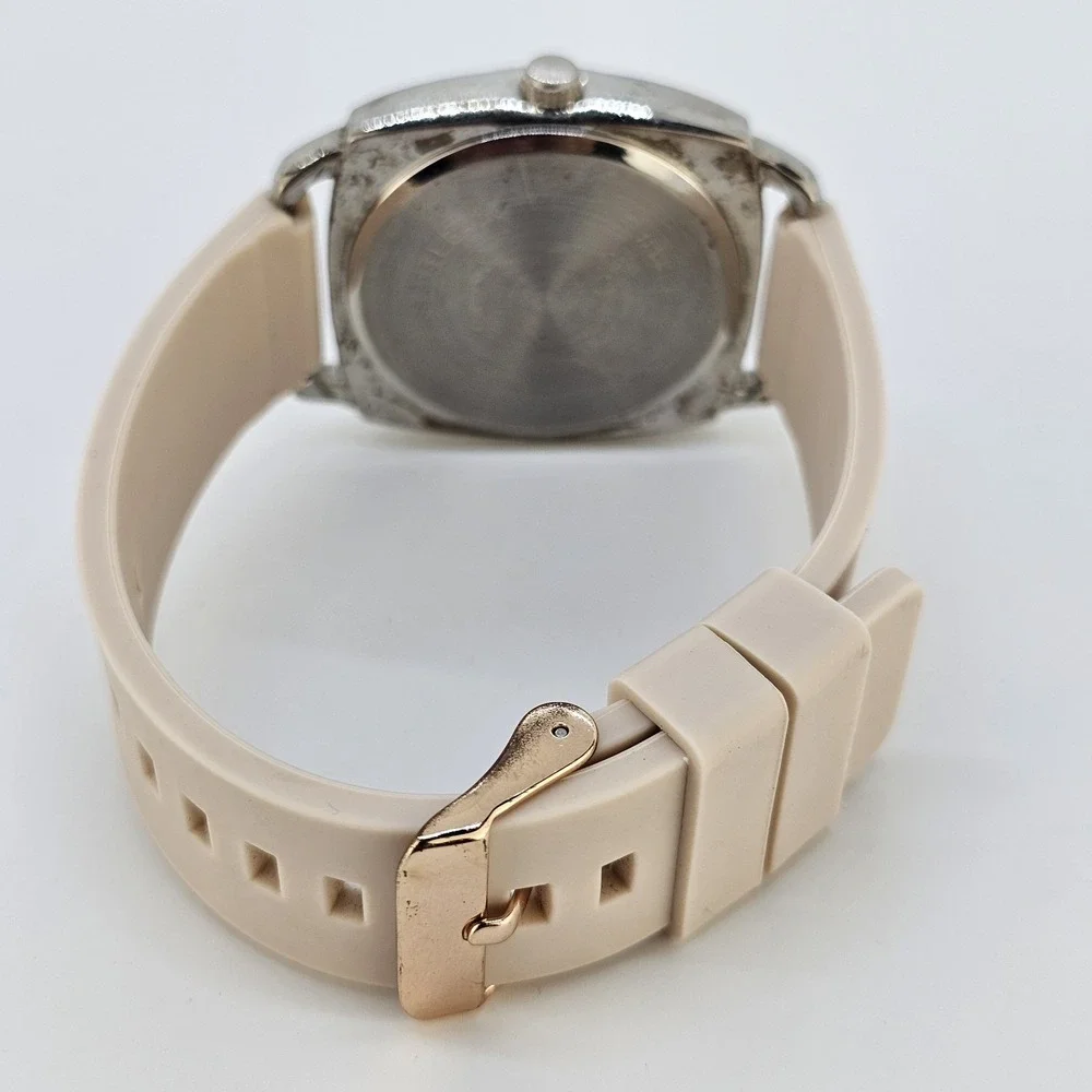 Gossip Women's Analog Watch 38MM White Dial Cream Plastic Bands NEW Battery